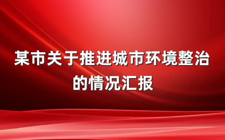 某市关于推进城市环境整治的情况汇报