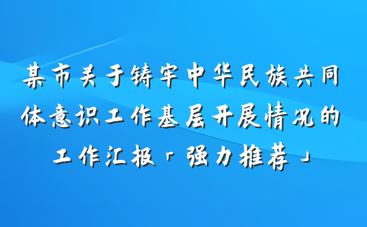 某市关于铸牢中华民族共同体意识工作基层开展情况的工作汇报「强力推荐」