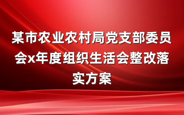 某市农业农村局党支部委员会x年度组织生活会整改落实方案