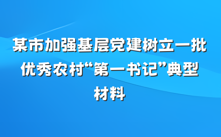 某市加强基层党建树立一批优秀农村“第一书记”典型材料