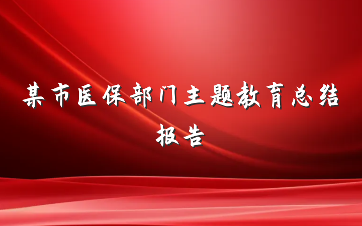 某市医保部门主题教育总结报告