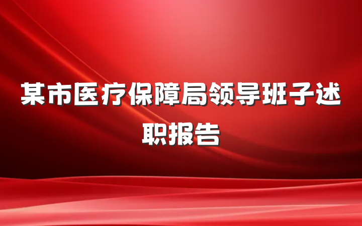 某市医疗保障局领导班子述职报告