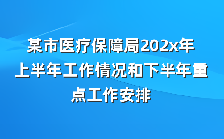 某市医疗保障局202x年上半年工作情况和下半年重点工作安排