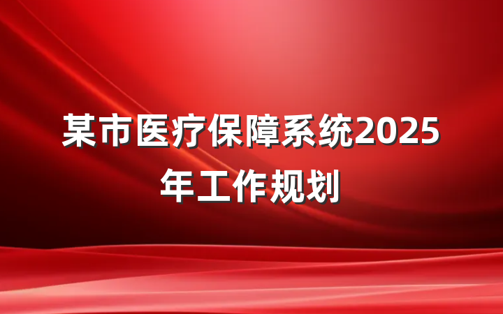 某市医疗保障系统2025年工作规划