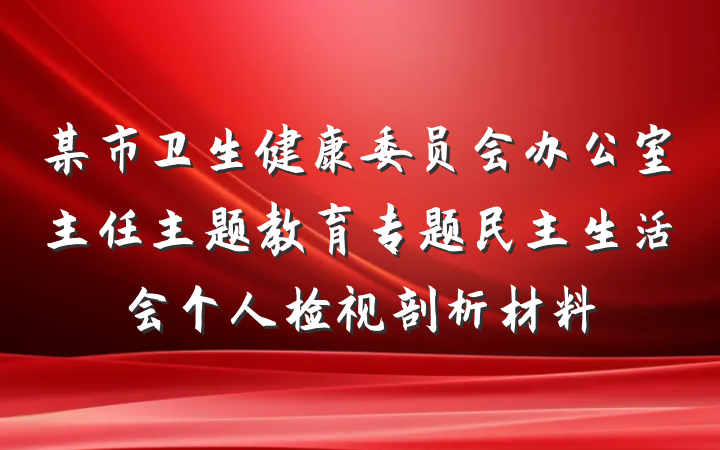 某市卫生健康委员会办公室主任主题教育专题民主生活会个人检视剖析材料