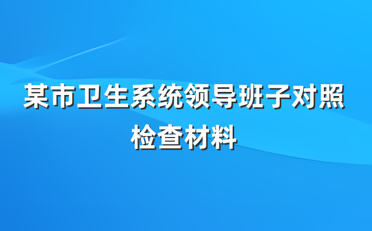 某市卫生系统领导班子对照检查材料