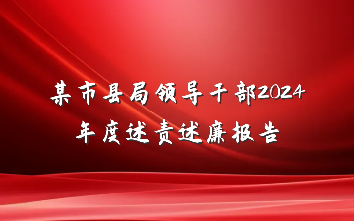 某市县局领导干部2024年度述责述廉报告