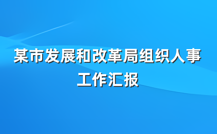 某市发展和改革局组织人事工作汇报