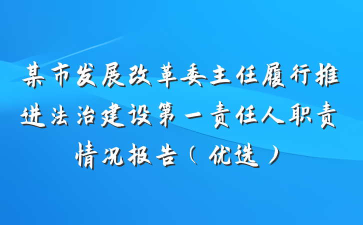 某市发展改革委主任履行推进法治建设第一责任人职责情况报告(优选)