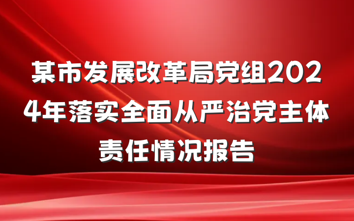 某市发展改革局党组2024年落实全面从严治党主体责任情况报告