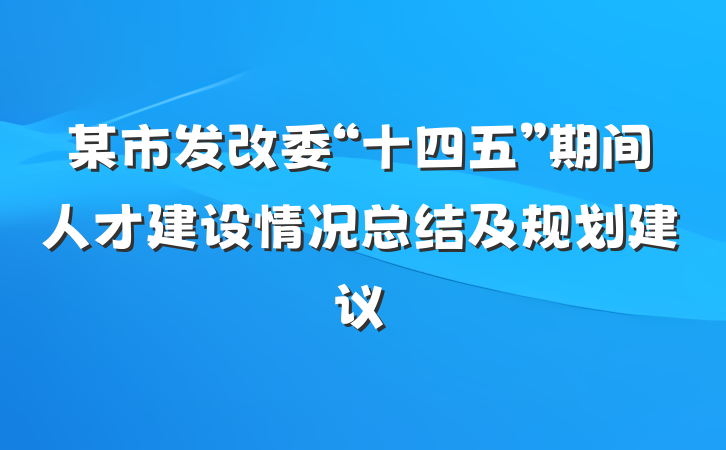 某市发改委“十四五”期间人才建设情况总结及规划建议