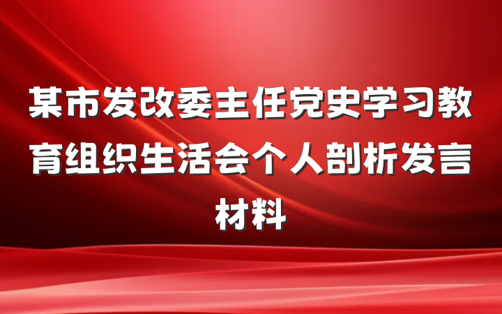 某市发改委主任党史学习教育组织生活会个人剖析发言材料