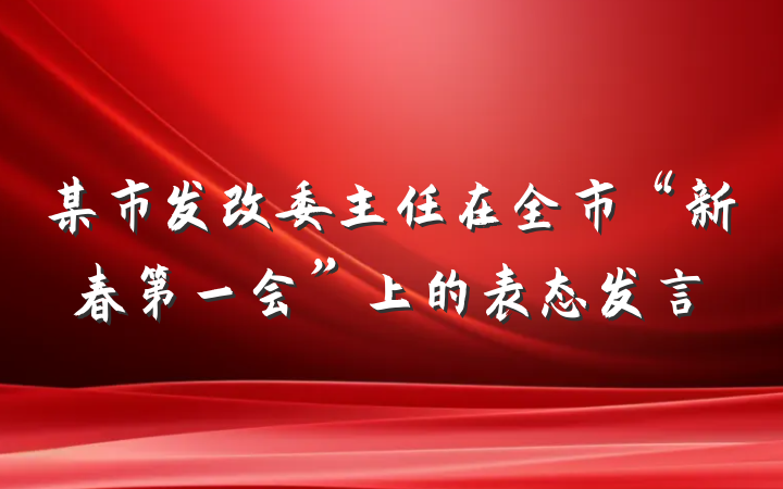 某市发改委主任在全市“新春第一会”上的表态发言