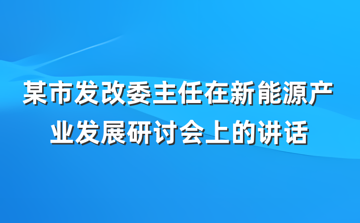 某市发改委主任在新能源产业发展研讨会上的讲话