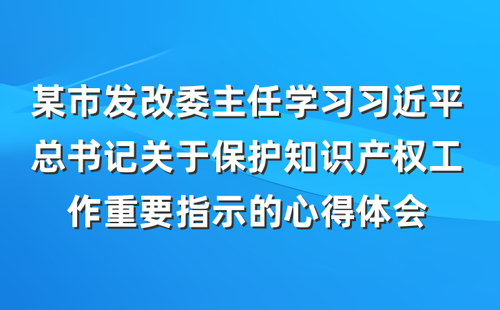 某市发改委主任学习习近平总书记关于保护知识产权工作重要指示的心得体会