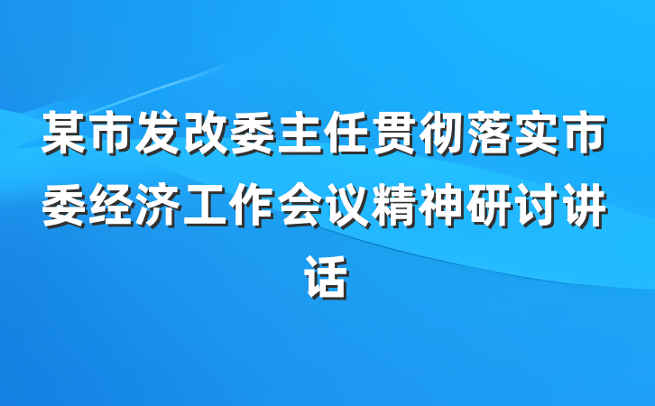 某市发改委主任贯彻落实市委经济工作会议精神研讨讲话