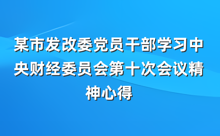 某市发改委党员干部学习中央财经委员会第十次会议精神心得