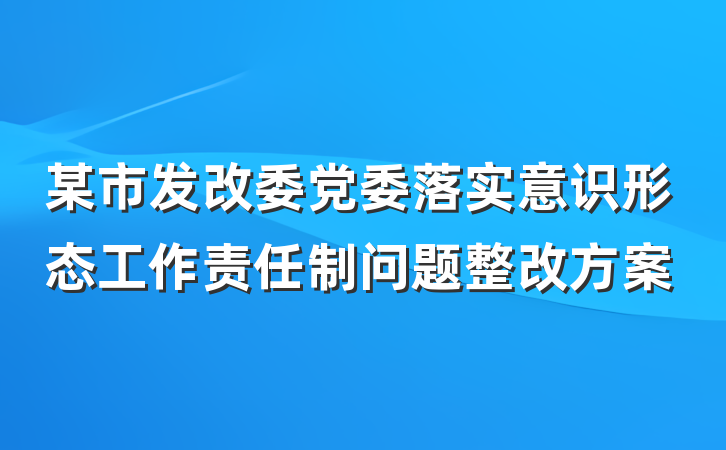 某市发改委党委落实意识形态工作责任制问题整改方案