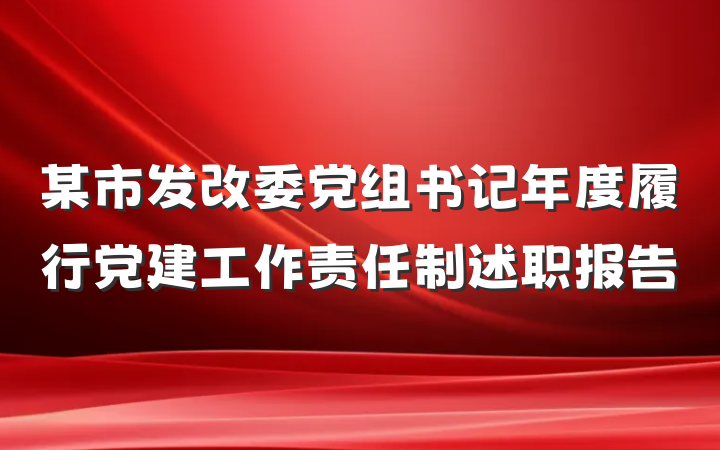 某市发改委党组书记年度履行党建工作责任制述职报告