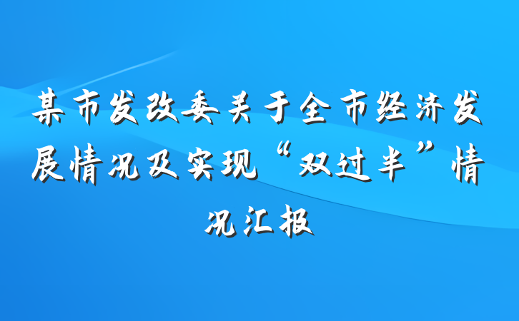 某市发改委关于全市经济发展情况及实现“双过半”情况汇报