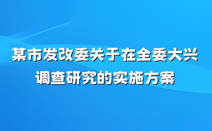 某市发改委关于在全委大兴调查研究的实施方案