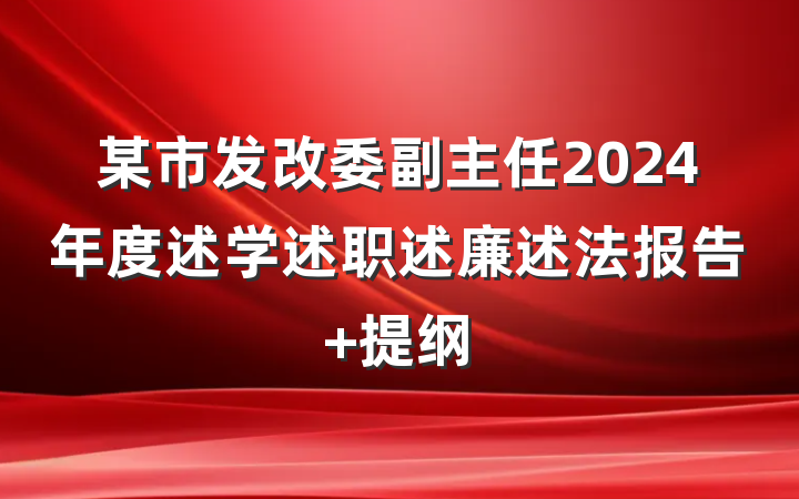 某市发改委副主任2024年度述学述职述廉述法报告 提纲