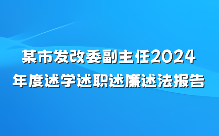 某市发改委副主任2024年度述学述职述廉述法报告