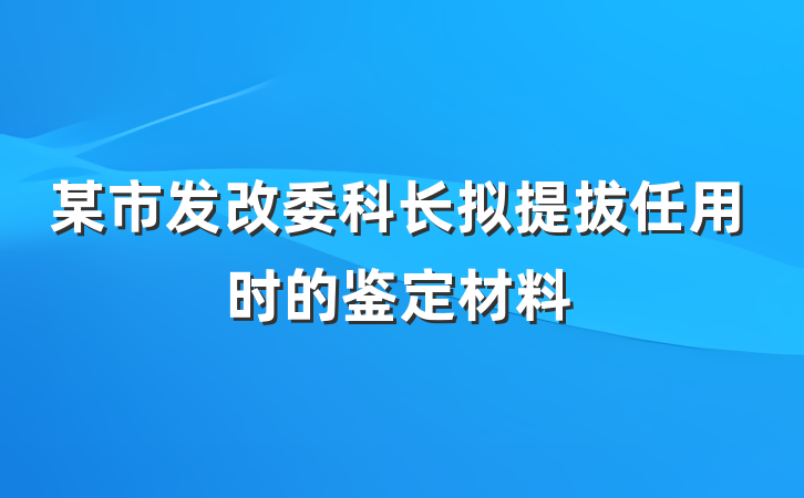 某市发改委科长拟提拔任用时的鉴定材料
