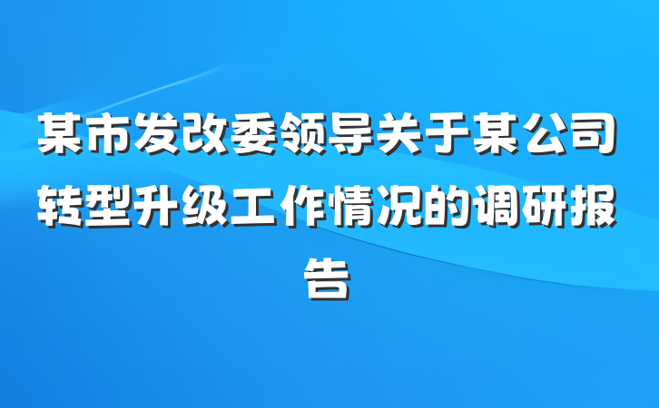 某市发改委领导关于某公司转型升级工作情况的调研报告