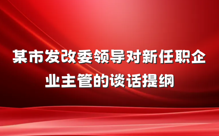 某市发改委领导对新任职企业主管的谈话提纲