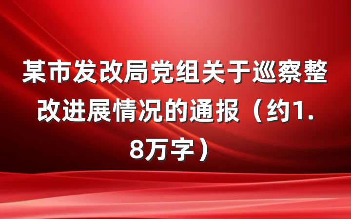 某市发改局党组关于巡察整改进展情况的通报（约1.8万字）