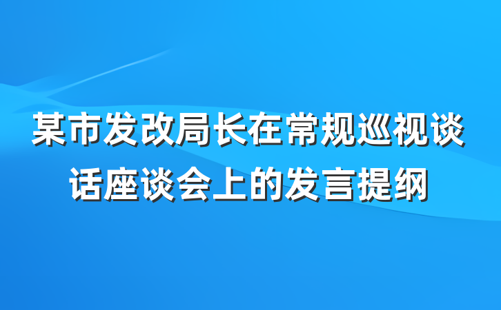 某市发改局长在常规巡视谈话座谈会上的发言提纲