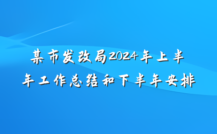 某市发改局2024年上半年工作总结和下半年安排