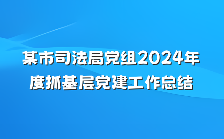 某市司法局党组2024年度抓基层党建工作总结