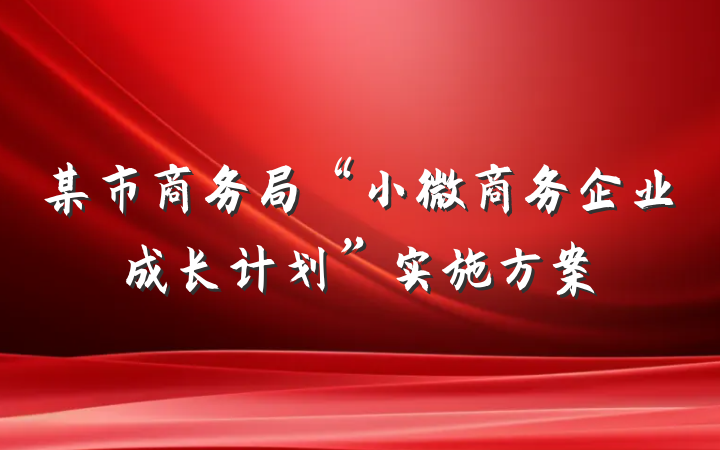 某市商务局“小微商务企业成长计划”实施方案