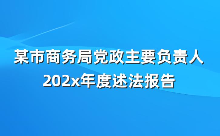 某市商务局党政主要负责人202x年度述法报告
