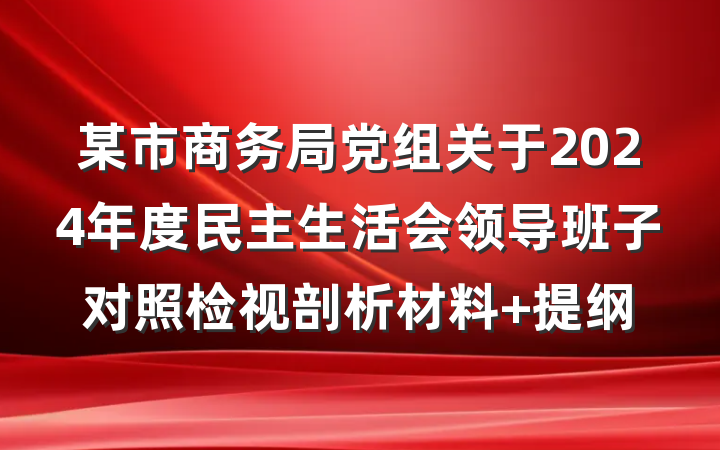 某市商务局党组关于2024年度民主生活会领导班子对照检视剖析材料 提纲