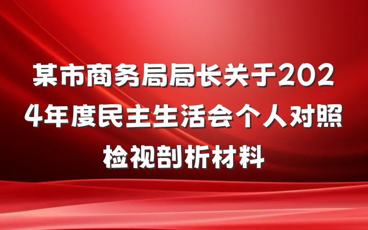 某市商务局局长关于2024年度民主生活会个人对照检视剖析材料