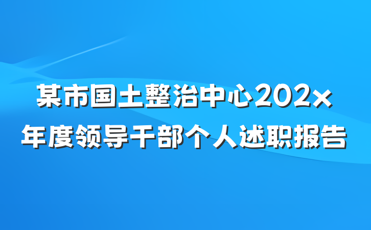 某市国土整治中心202x年度领导干部个人述职报告