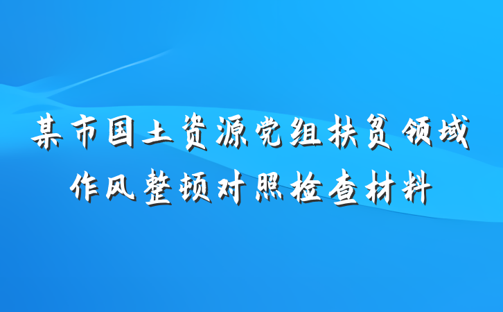 某市国土资源党组扶贫领域作风整顿对照检查材料