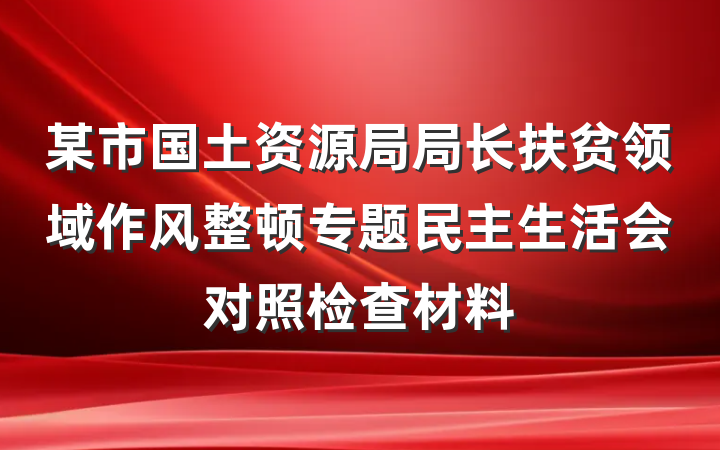 某市国土资源局局长扶贫领域作风整顿专题民主生活会对照检查材料