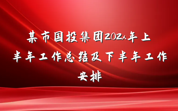 某市国投集团202x年上半年工作总结及下半年工作安排