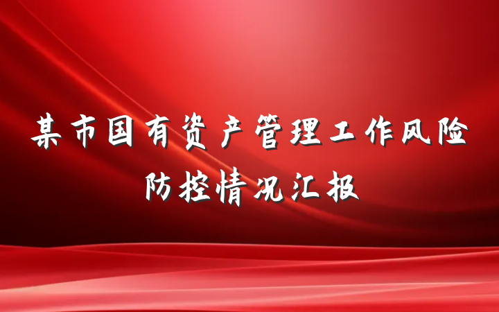 某市国有资产管理工作风险防控情况汇报