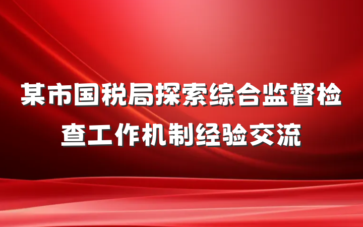 某市国税局探索综合监督检查工作机制经验交流