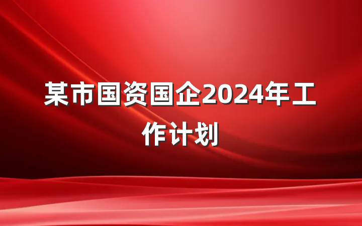 某市国资国企2024年工作计划