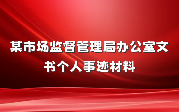 某市场监督管理局办公室文书个人事迹材料