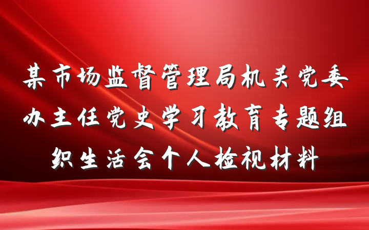 某市场监督管理局机关党委办主任党史学习教育专题组织生活会个人检视材料