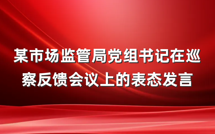 某市场监管局党组书记在巡察反馈会议上的表态发言