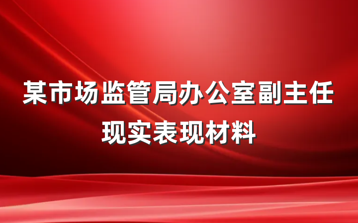 某市场监管局办公室副主任现实表现材料