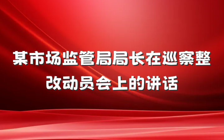 某市场监管局局长在巡察整改动员会上的讲话